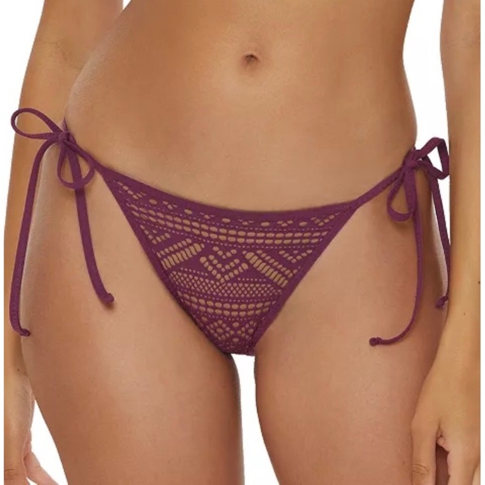 BECCA by Rebecca Virtue Color Play Crochet Tie Side Bikini Merlot‎ Large (L)